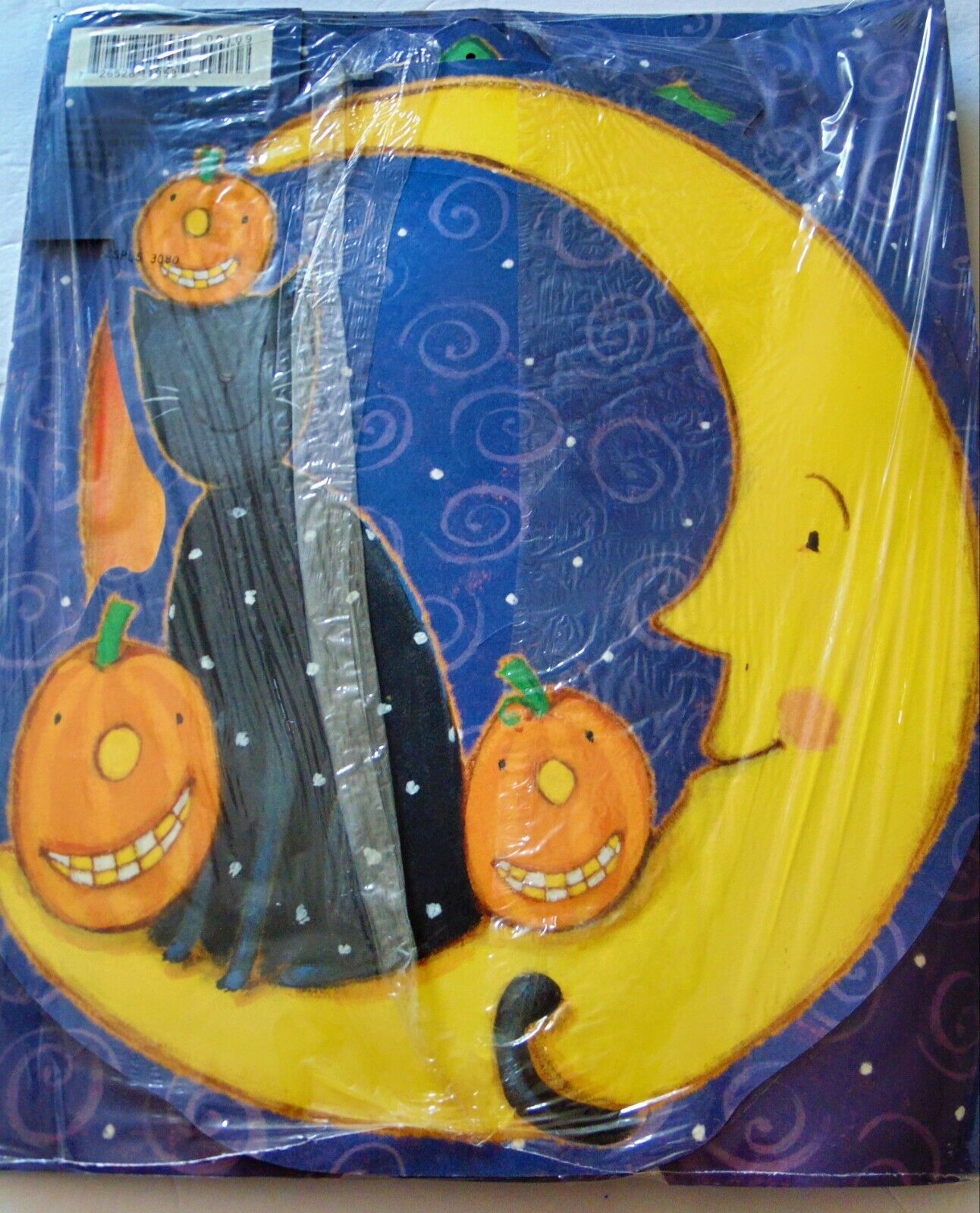Vintage Hallmark Halloween Black Cat Moon Table Die Cut Jack o Lantern 12\