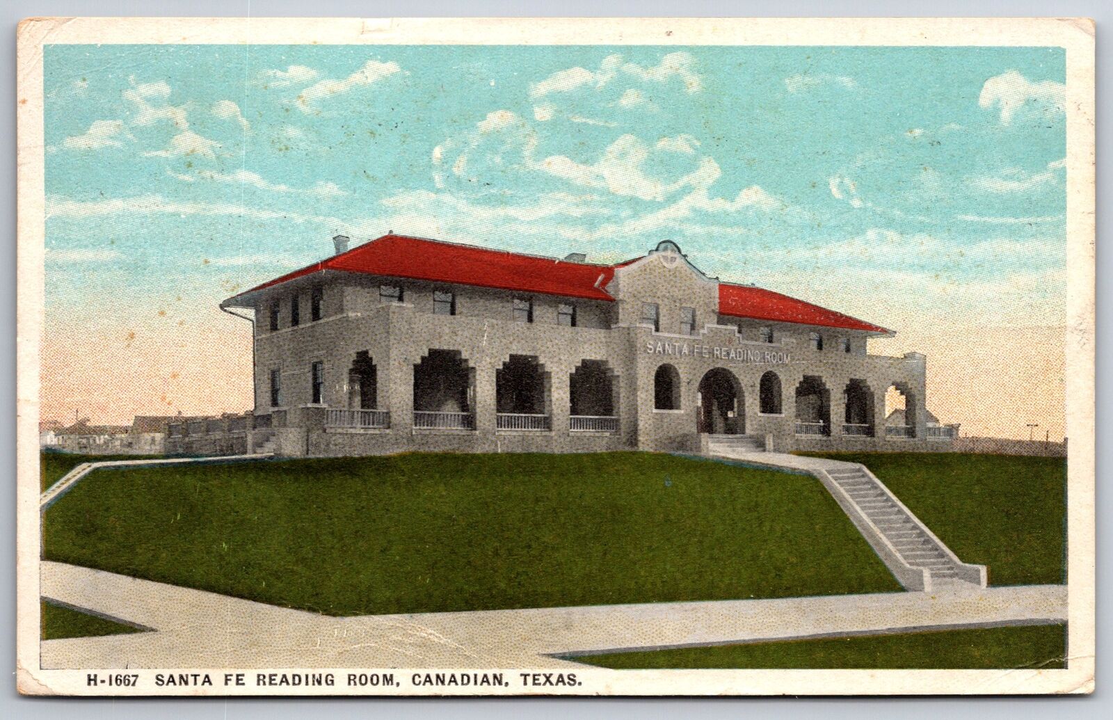 Canadian Texas~Santa Fe Reading Room~1923 Fred Harvey Postcard