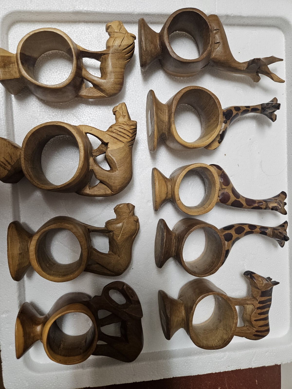 MCM Carved Kenyan Wild Animal Napkin Rings