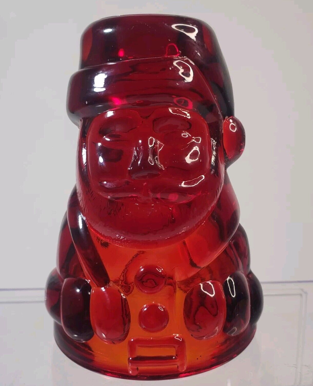 Viking Ruby Red Glass Santa Claus Fairy Lamp - Glows - TOP ONLY NO BASE