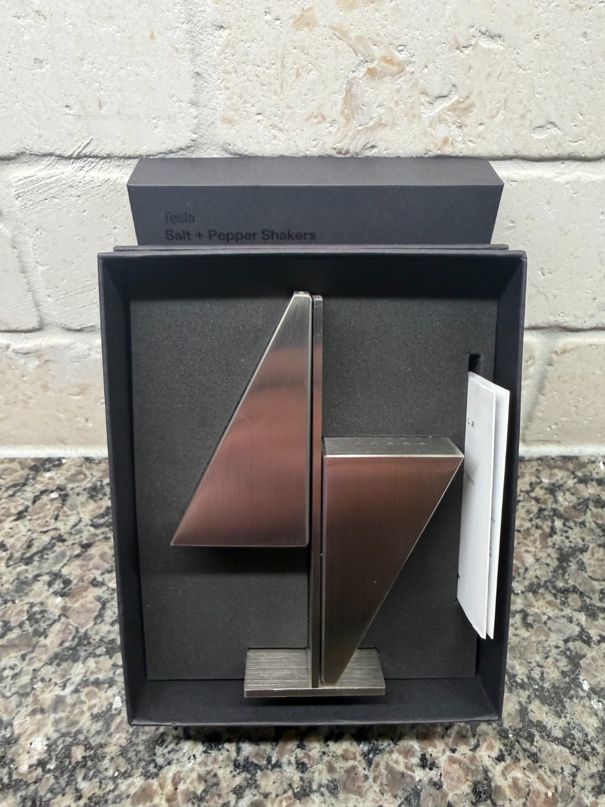 TESLA Lightning Bolt Salt and Pepper Shakers (Stainless Steel & Magnetic) New