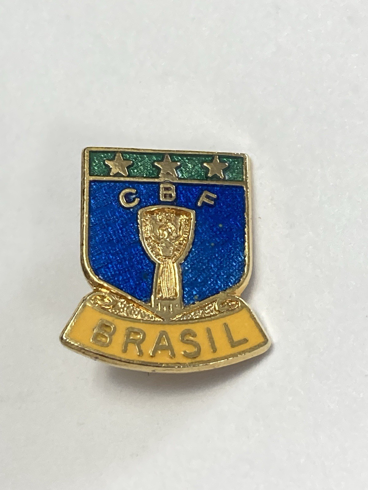 Vintage CBF Brazilian Football Confederation Enamel Pin Brazil Soccer Federation