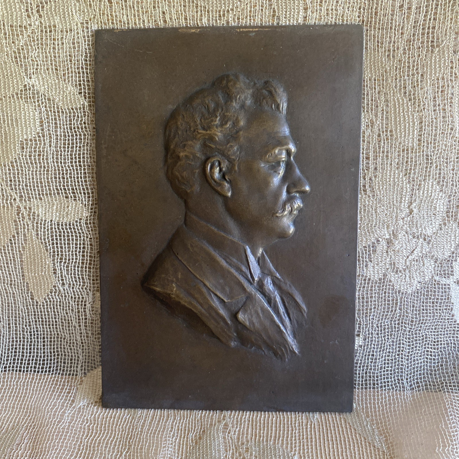Antique RARE BRONZE PLAQUE Louis Bourgonjon of PROMINENT? MAN -J.K.C. Sneltjes