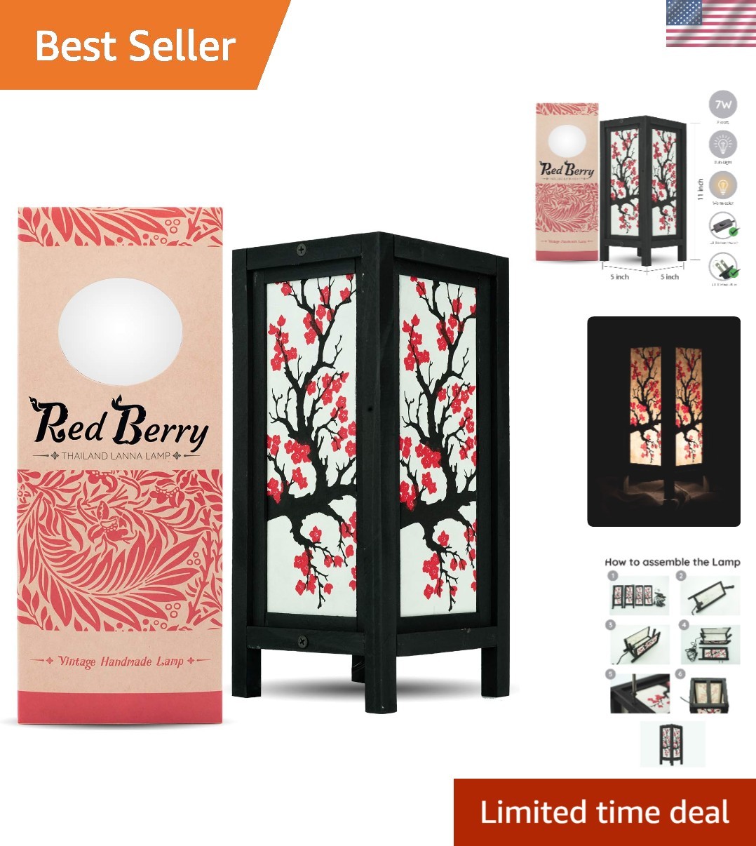Japanese Sakura/Cherry Blossom LAMP - Handmade Wood Table Lamp with Mulberry ... Japanese Sakura/Cherry Blossom LAMP - Handmade Wood Table Lamp with Mulberry ...