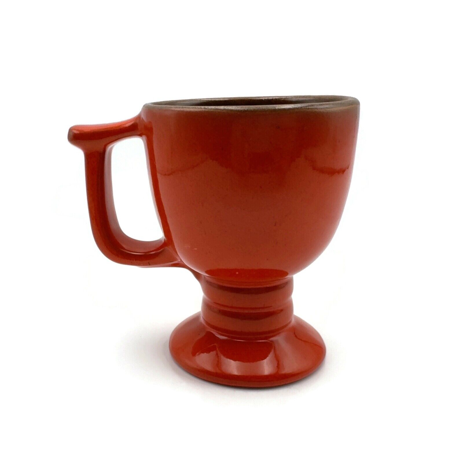 Frankoma C13 6 Oz. Flame Red Orange And Brown Pedestal Coffee Mug