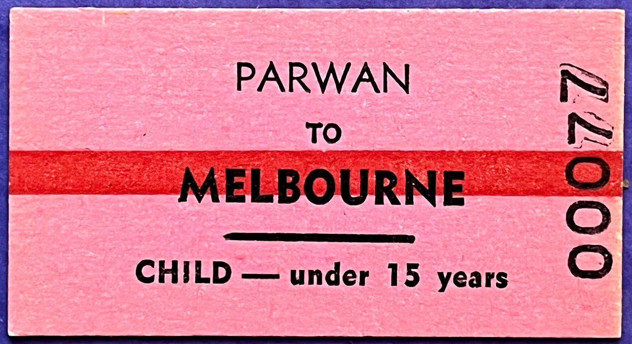 VR Ticket - PARWAN to MELBOURNE - Child under 15 Years - Single