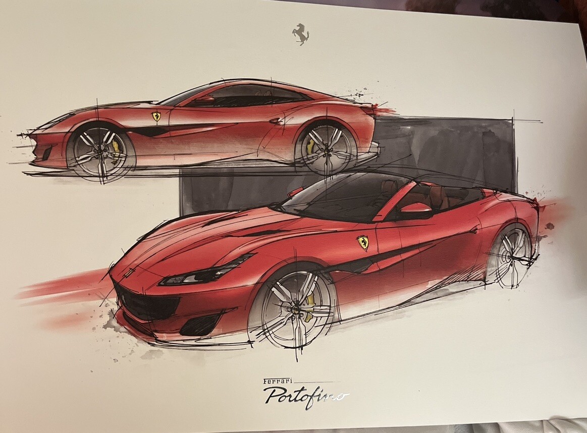 ferrari portofino sketch Drawing