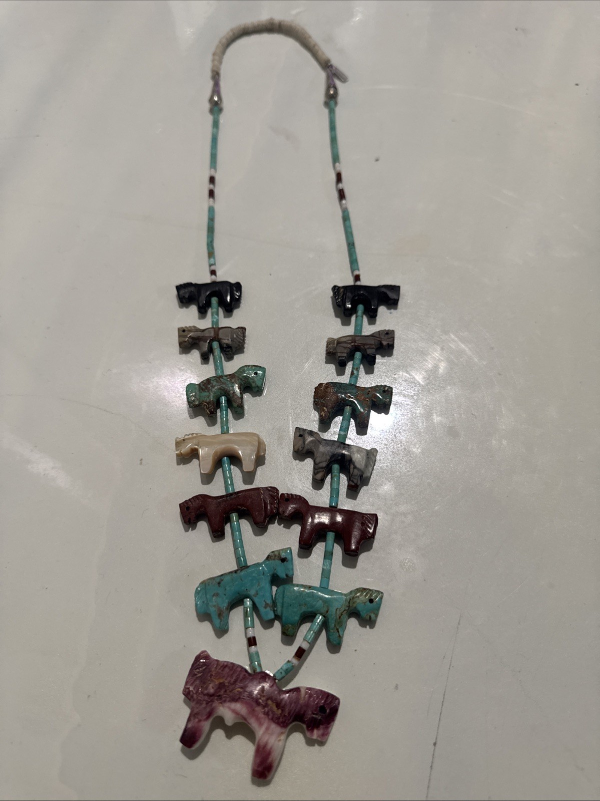 Native American Zuni    Quandelacy  Horse Fetish Necklace