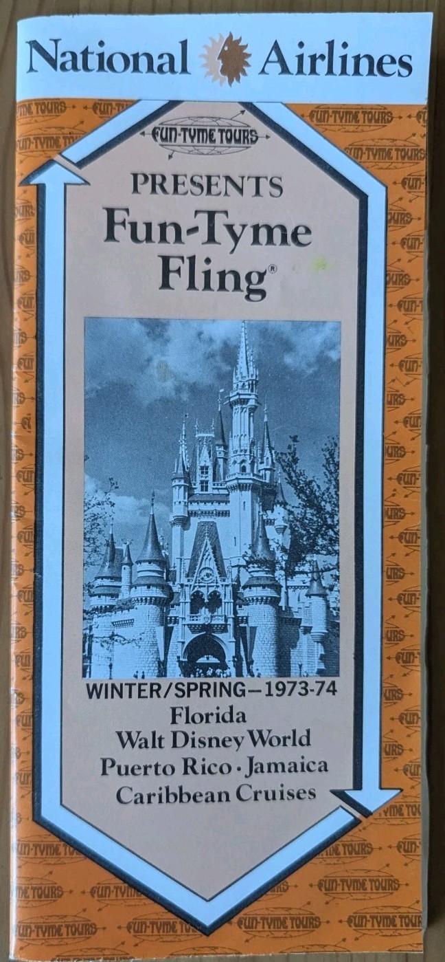 Vintage 1973 Brochure Fun-Tyme Fling Disney World Puerto Rico Jamaica Caribbean