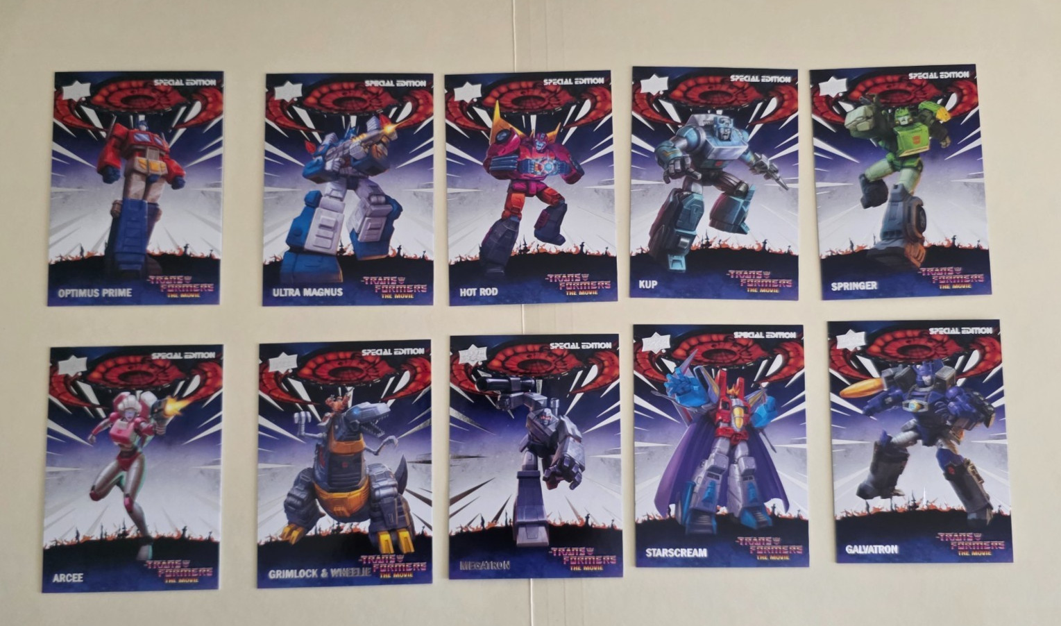 2026 UPPER DECK TRANSFORMERS THE MOVIE 40th SPECIAL EDITION 10 CARD SET