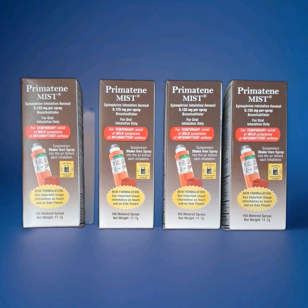 (4)~Primatene Mist Epinephrine Inhalation Aerosol 160 Sprays 11.7g  EXP 10/2027