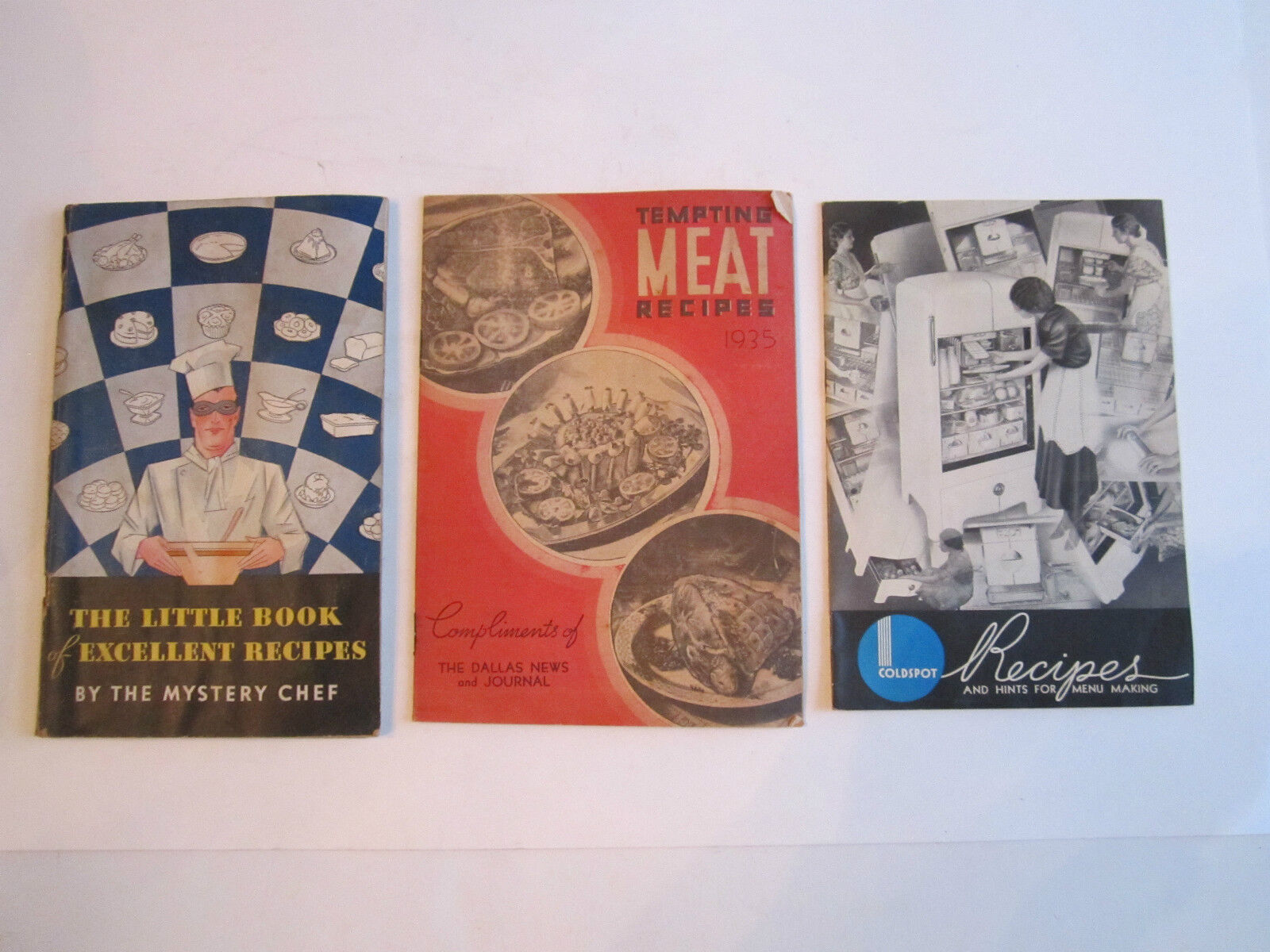 3 VINTAGE 1930\'S RECIPE BOOKLETS: MYSTERY CHEF BOOK & MORE - TUB CC