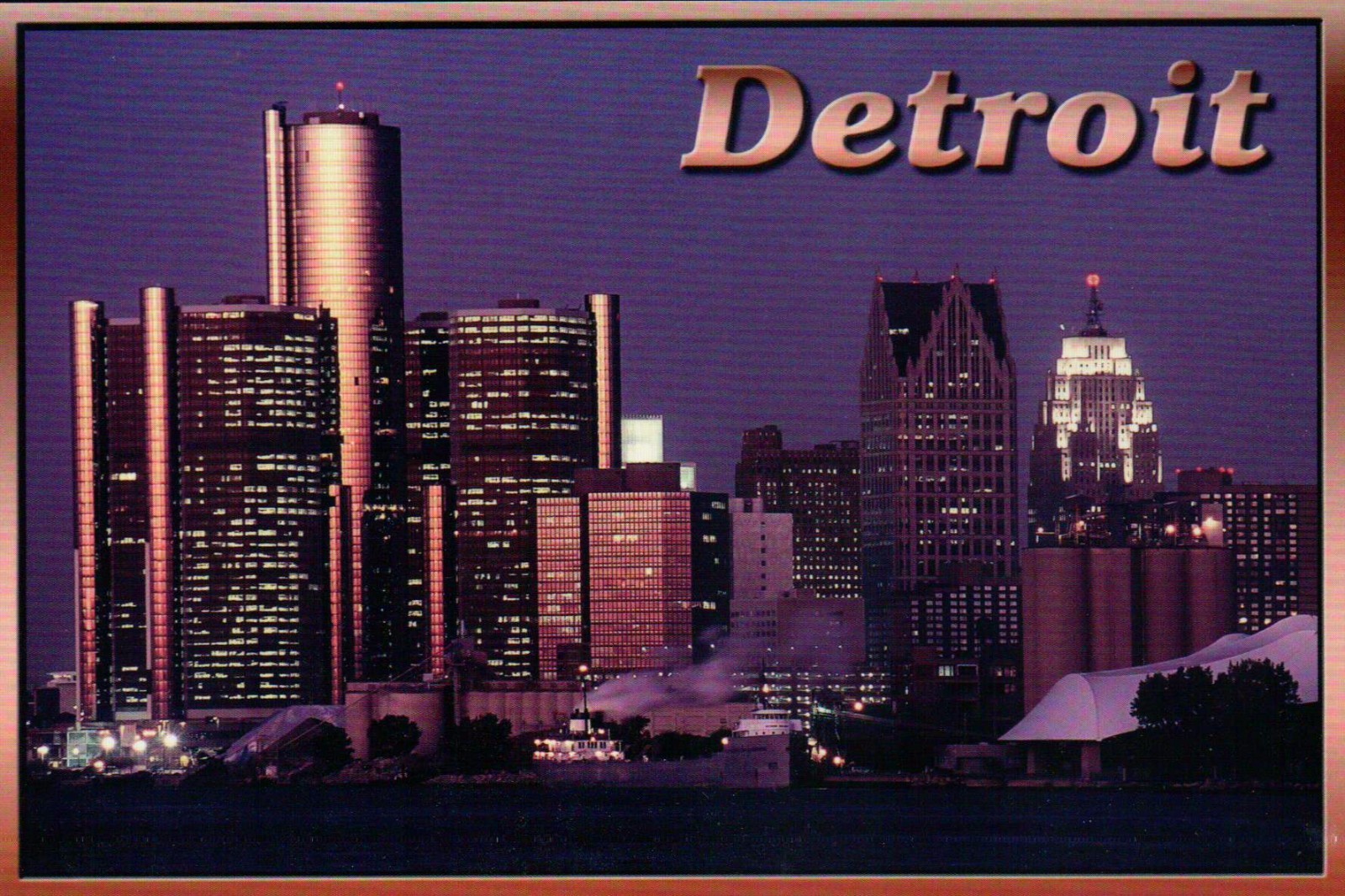 Detroit Michigan Skyline, Motor City at Night, Renaissance Center etc - Postcard Detroit Michigan Skyline, Motor City at Night, Renaissance Center etc - Postcard