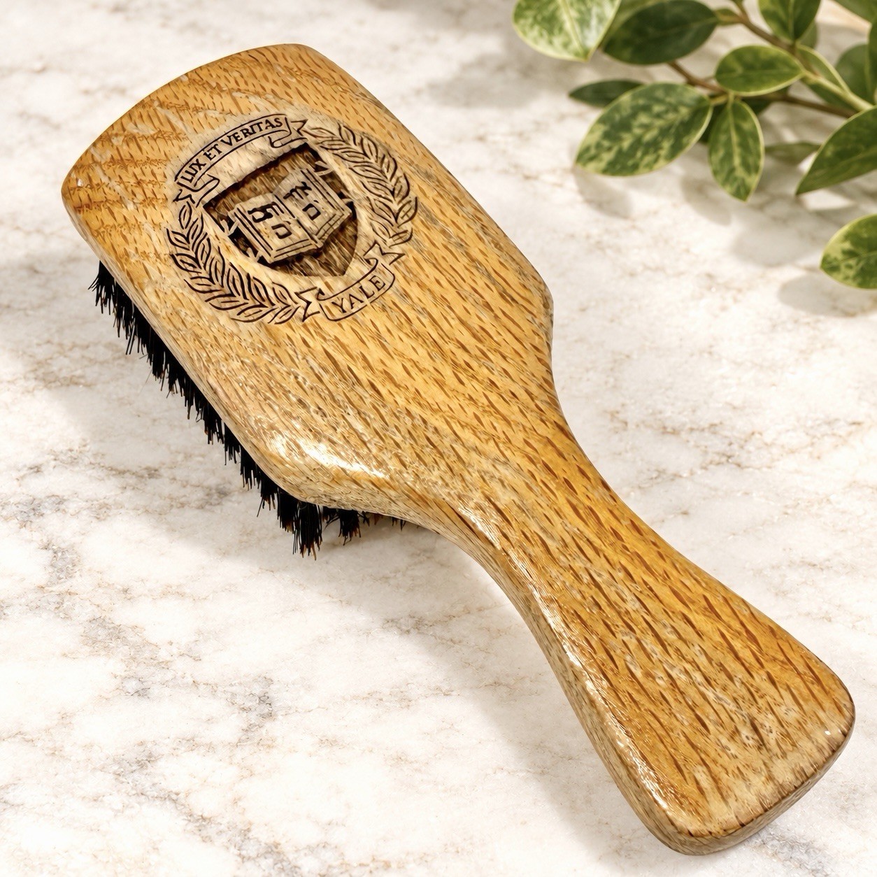 Vintage Yale University Mohawk Pure Boar Bristle Wood Hair Brush USA Ivy League