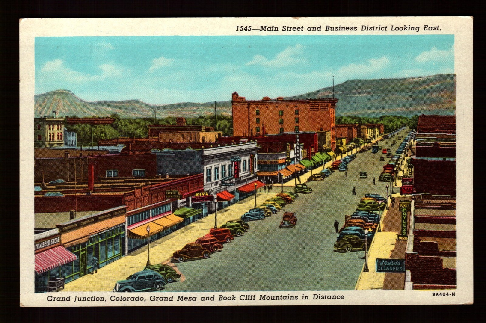POSTCARD : COLORADO - GRAND JUNCTION CO - MAIN STREET & BUSINESS DISTRICT LINEN