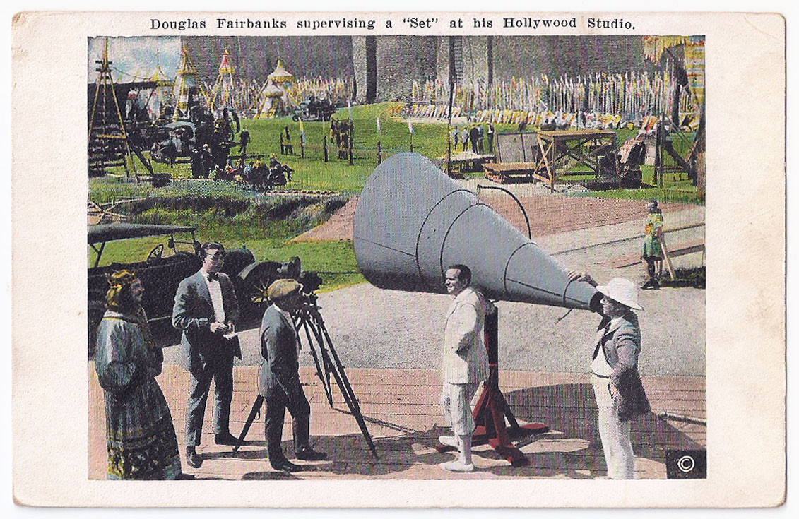 Douglas Fairbanks Supervising a Set at His Hollywood Studio Vintage Postcard-B4