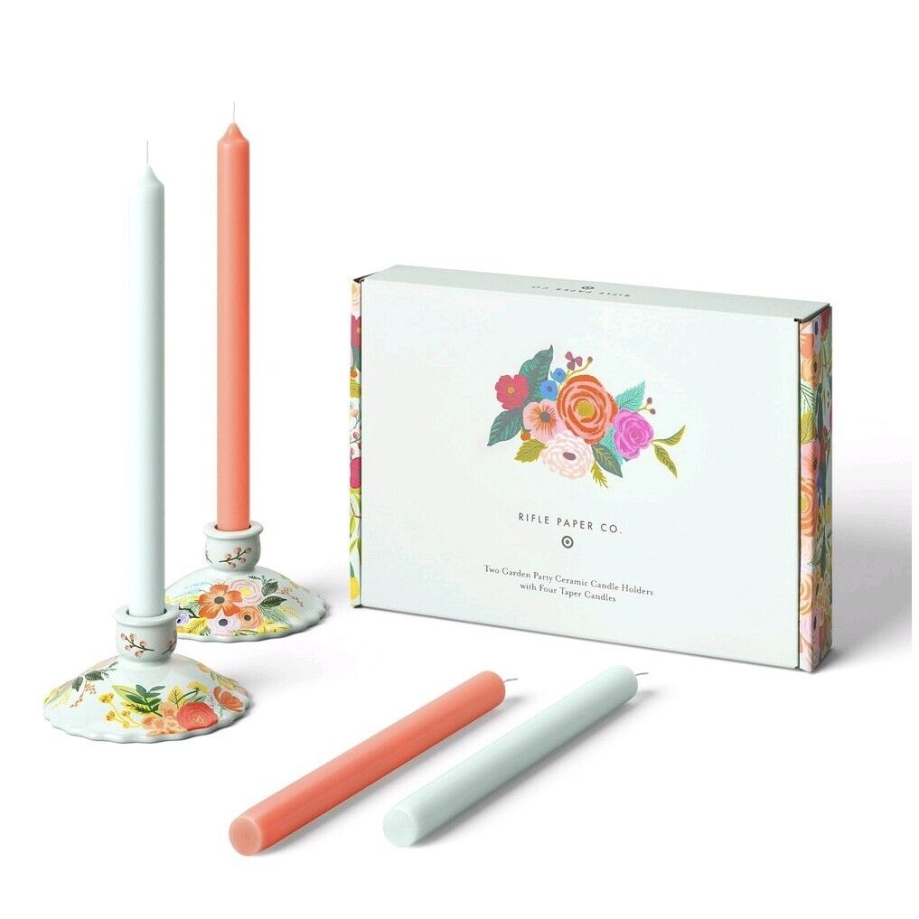 Rifle Paper Co X Target 2 Garden Party Ceramic Candle Holder With 4 Taper Candle
