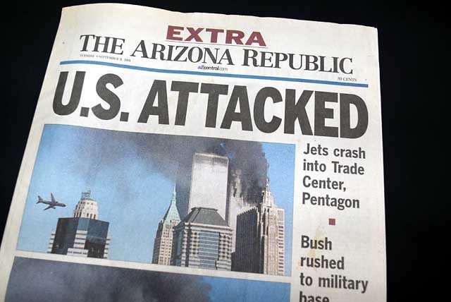 9/11 WORLD TRADE CENTER Terrorists Suicide Attack Osama Bin Laden 2001 Newspaper