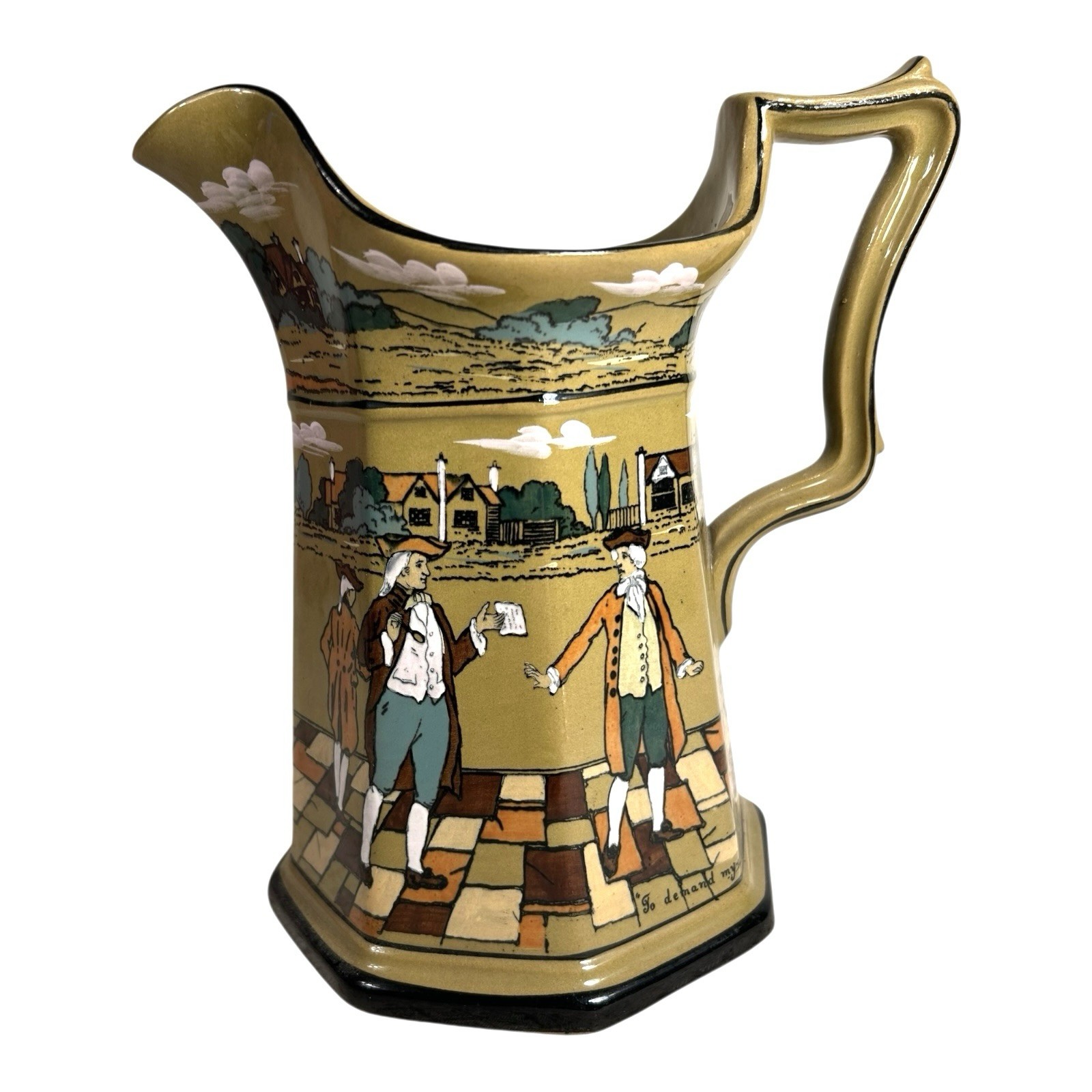 Antique Buffalo Pottery Deldare Ware Pitcher - Ye Village Street Series