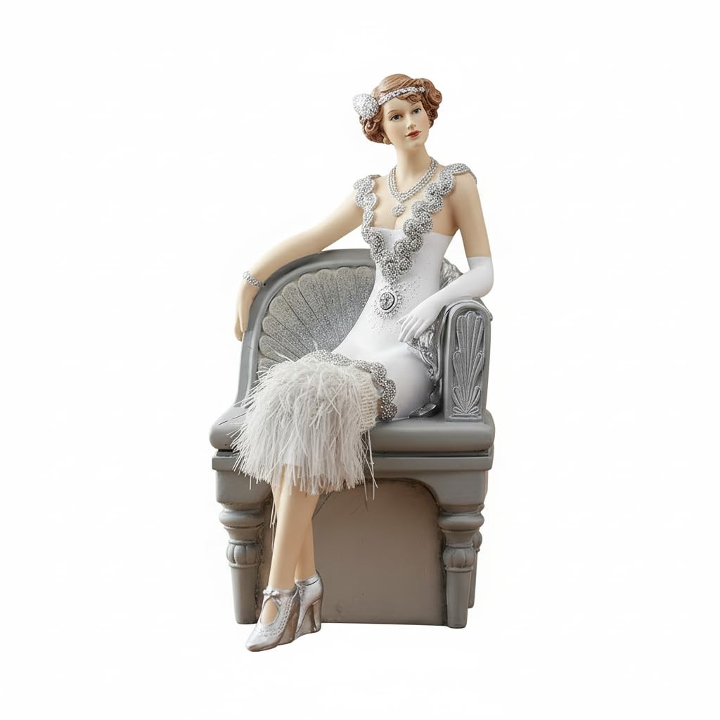 Comfy Hour 9.5 Inch 1920s Lady Figurine, Art Deco Woman Statue
