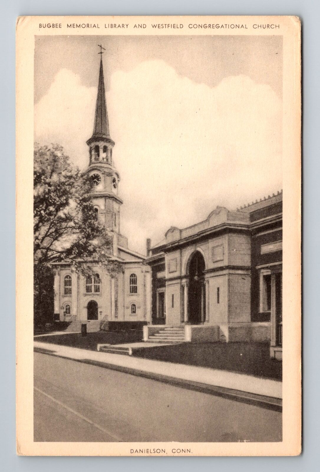 Danielson CT-Connecticut, Bugee Memorial Library, Antique, Vintage Postcard