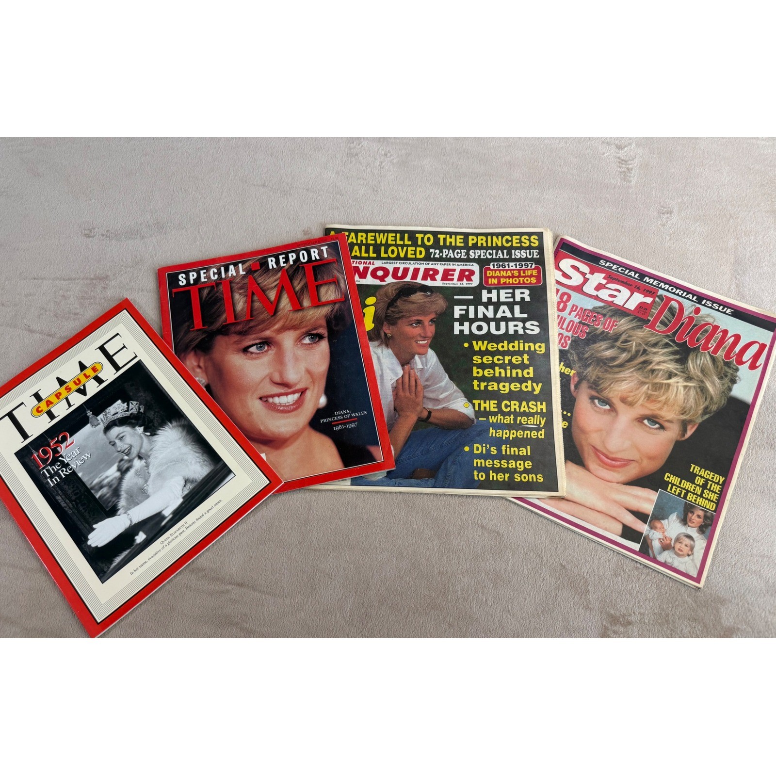 Vintage Princess Diana Magazine Lot 1997 Time Star National Enquirer Queen 4pc Vintage Princess Diana Magazine Lot 1997 Time Star National Enquirer Queen 4pc
