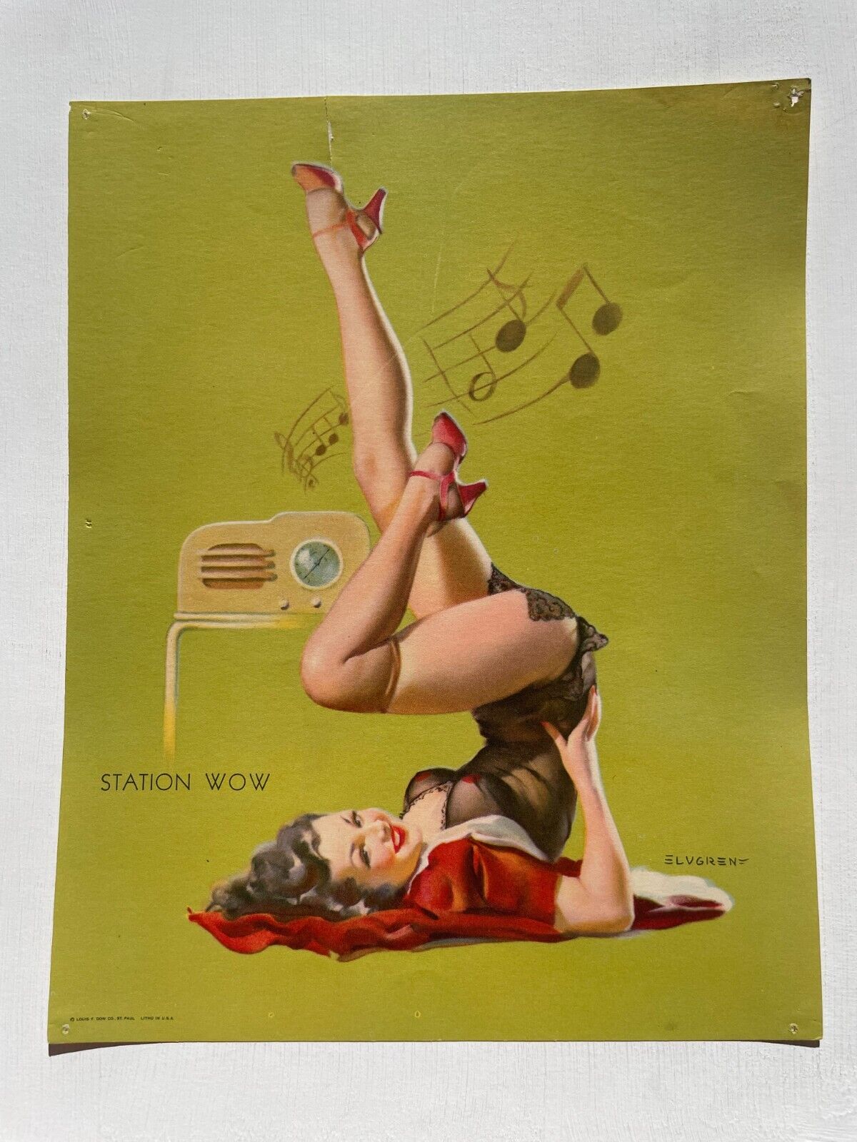 Vintage 1940s Pinup Girl Picture  by Gil Elvgren- Station Wow