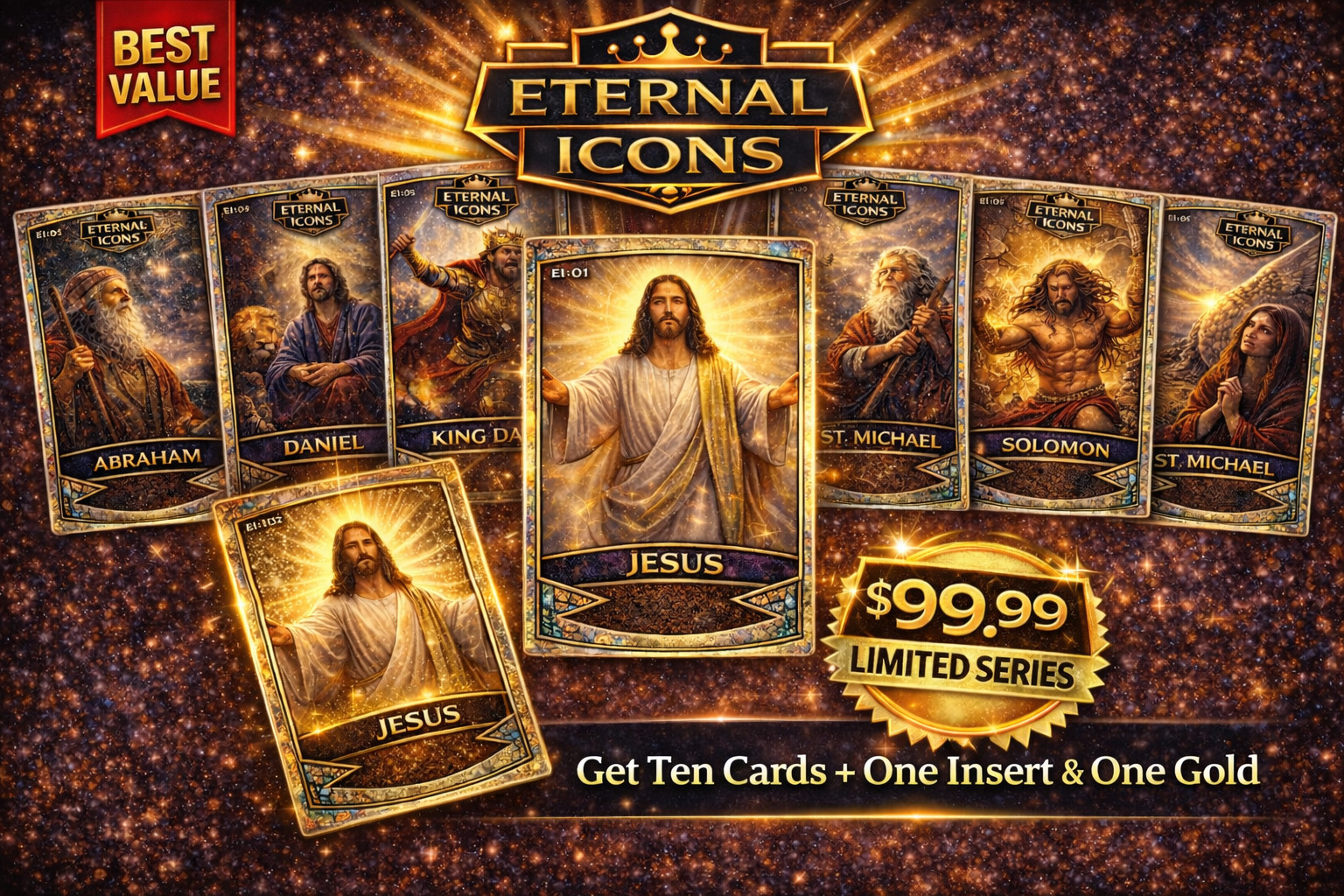 Bible Trading Cards Mega Bundle – 10 Cards + Guaranteed Gold & Insert Best Value