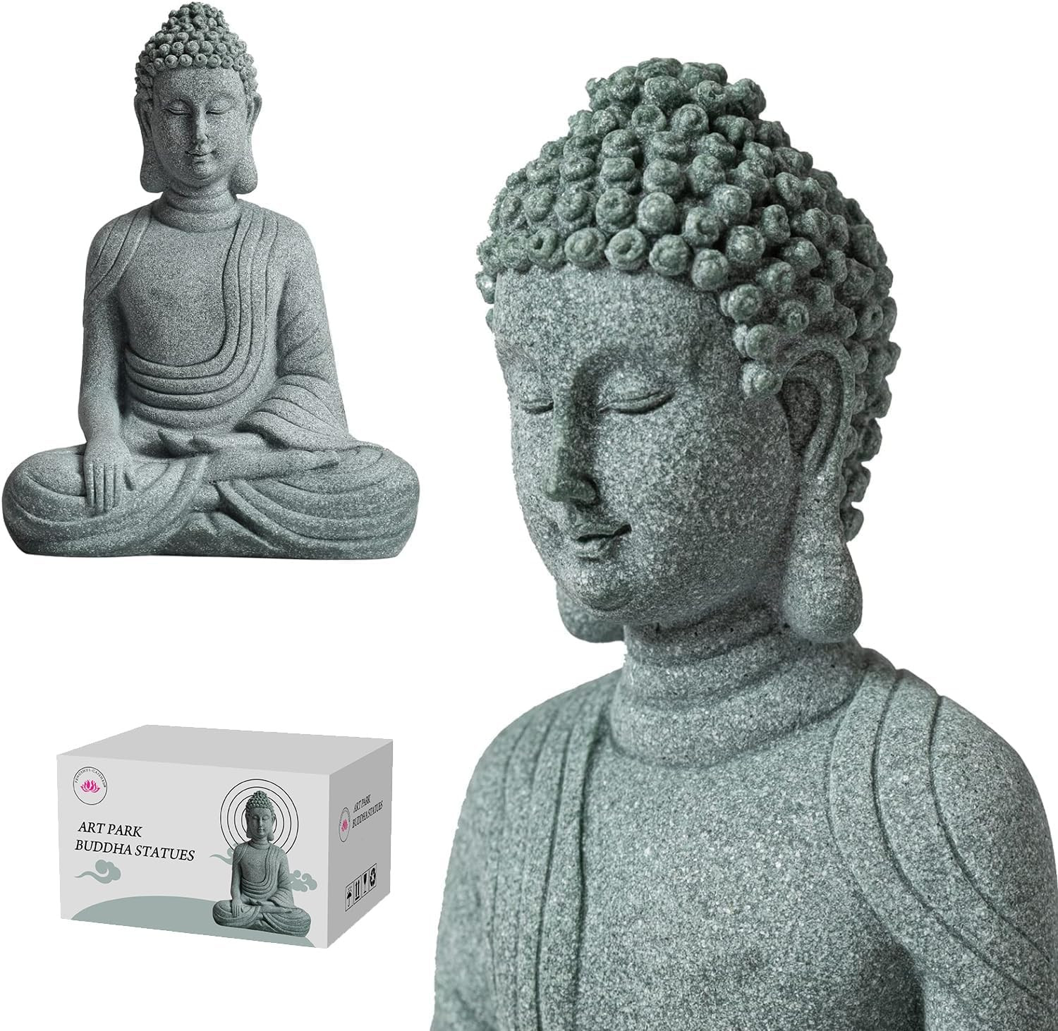 Meditating Buddha Statue, Natural Stone, Zen Decor for Home or Tank