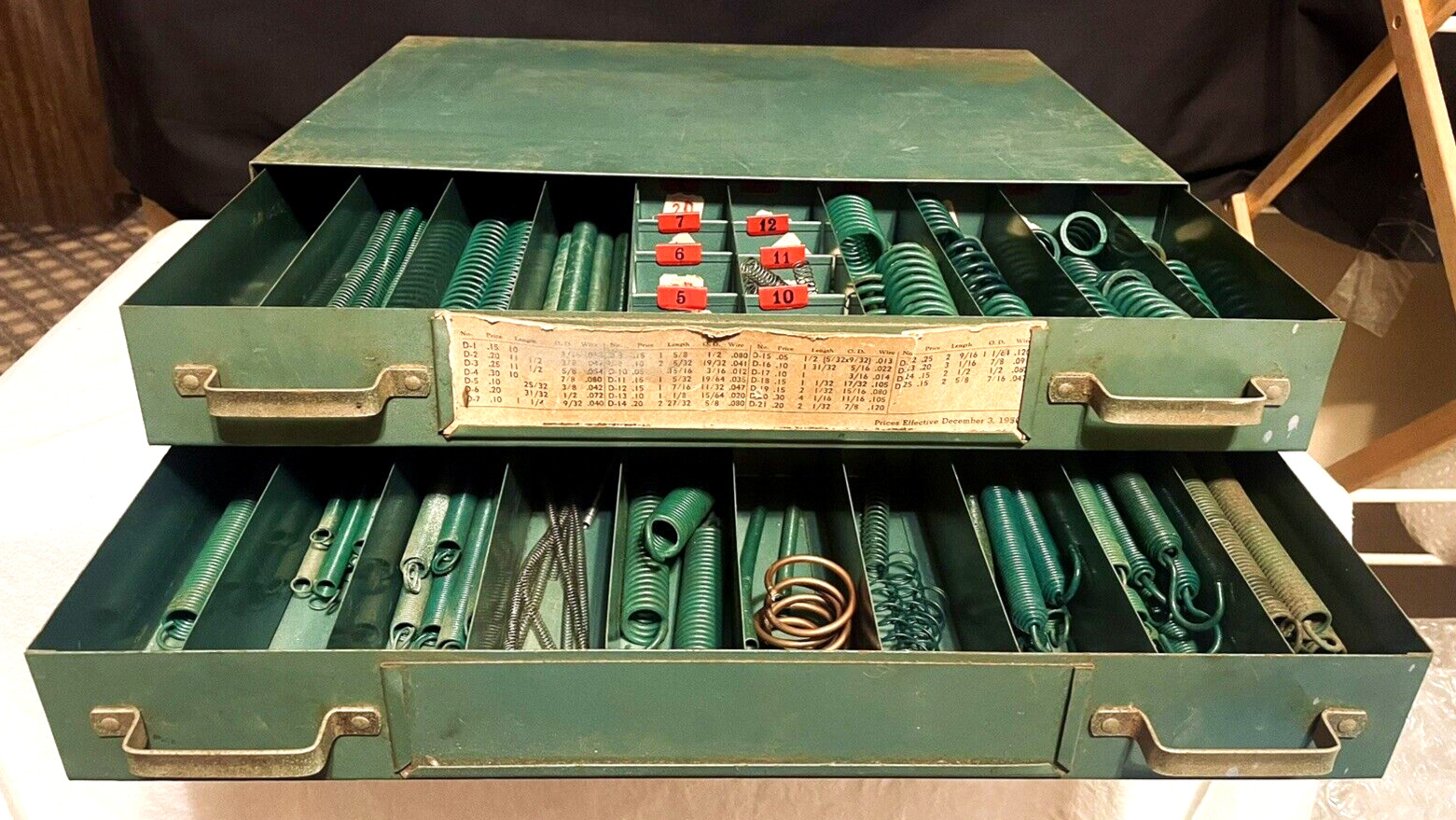 Vintage Raymond Mfg PA Quality Springs 2-Drawer Metal Cabinet W/200+ SPRINGS