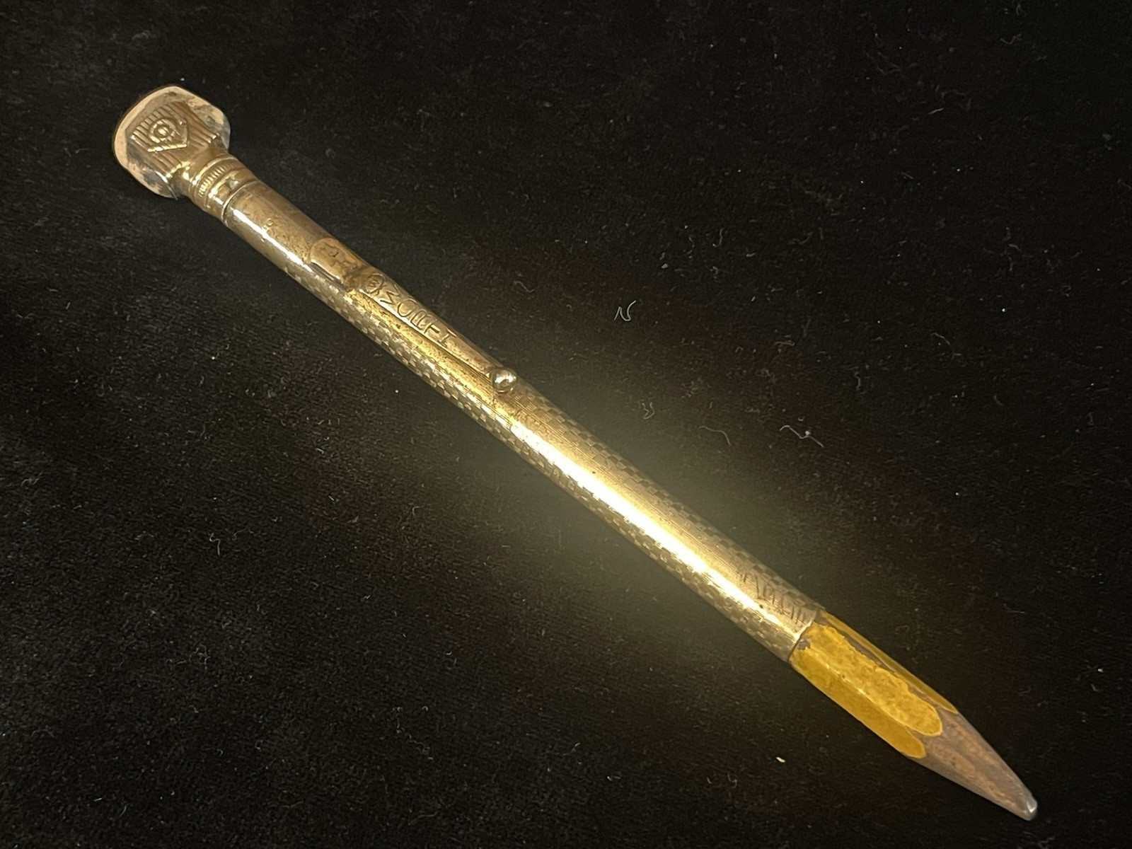 Vintage WORTH GOLD PLATED Extending Pencil Metal Casing Holder PAT Oct 20🌺🌺