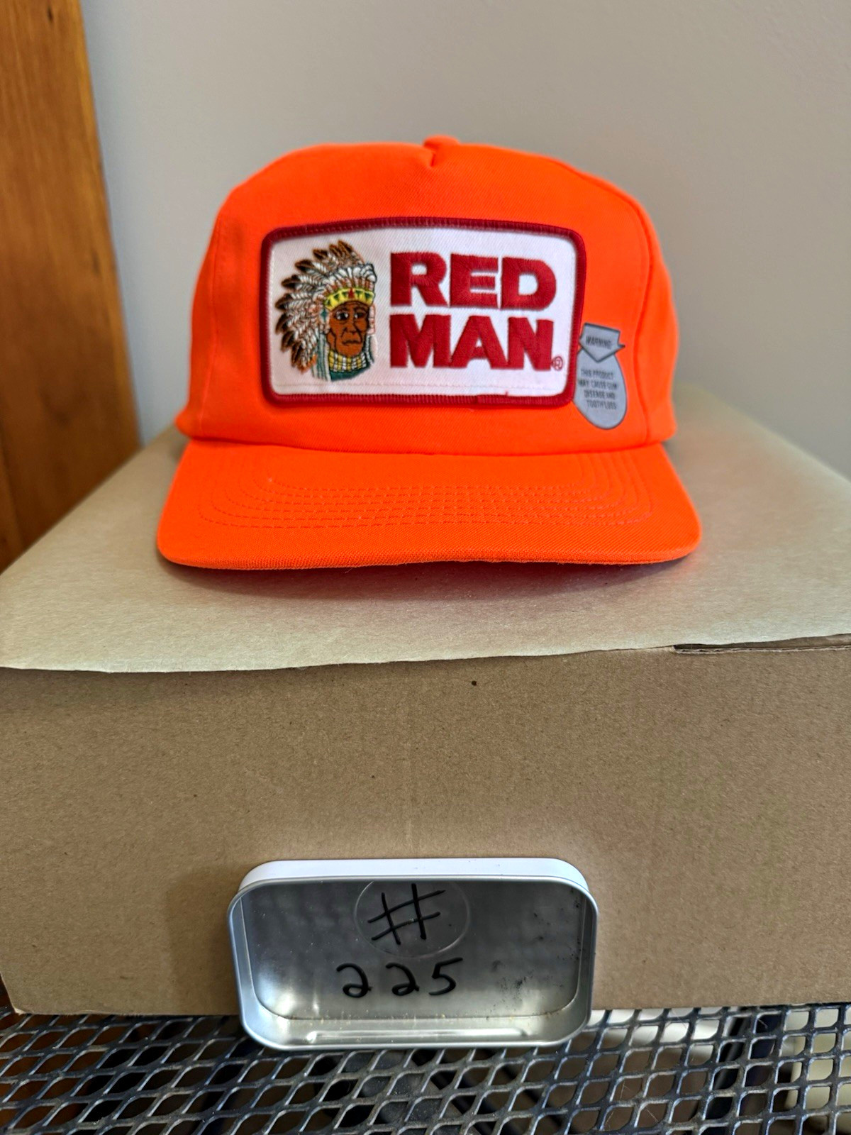 Red Man Orange Snapback Hat Cap Red Man Patch Made in America Patch