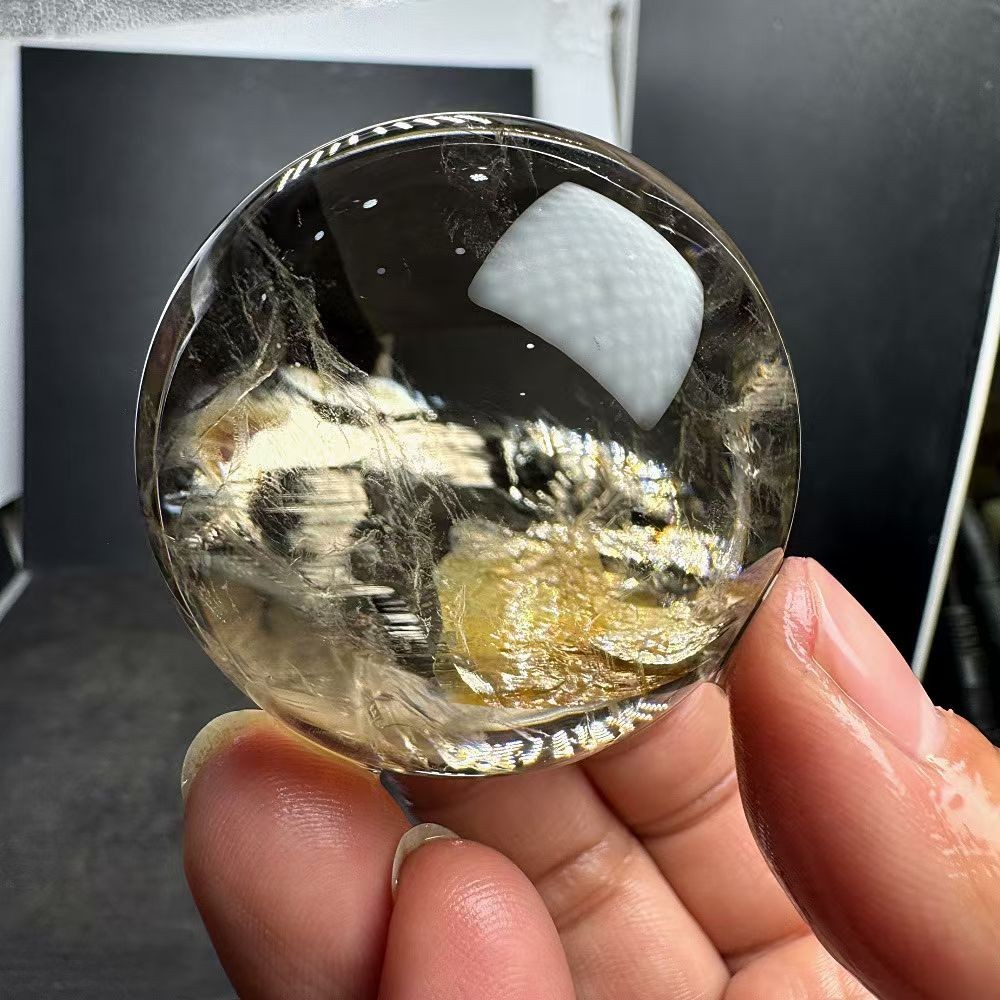172g Natural Rainbow Smoky+Fire Quartz Sphere Crystal ball Energy Reiki Gem