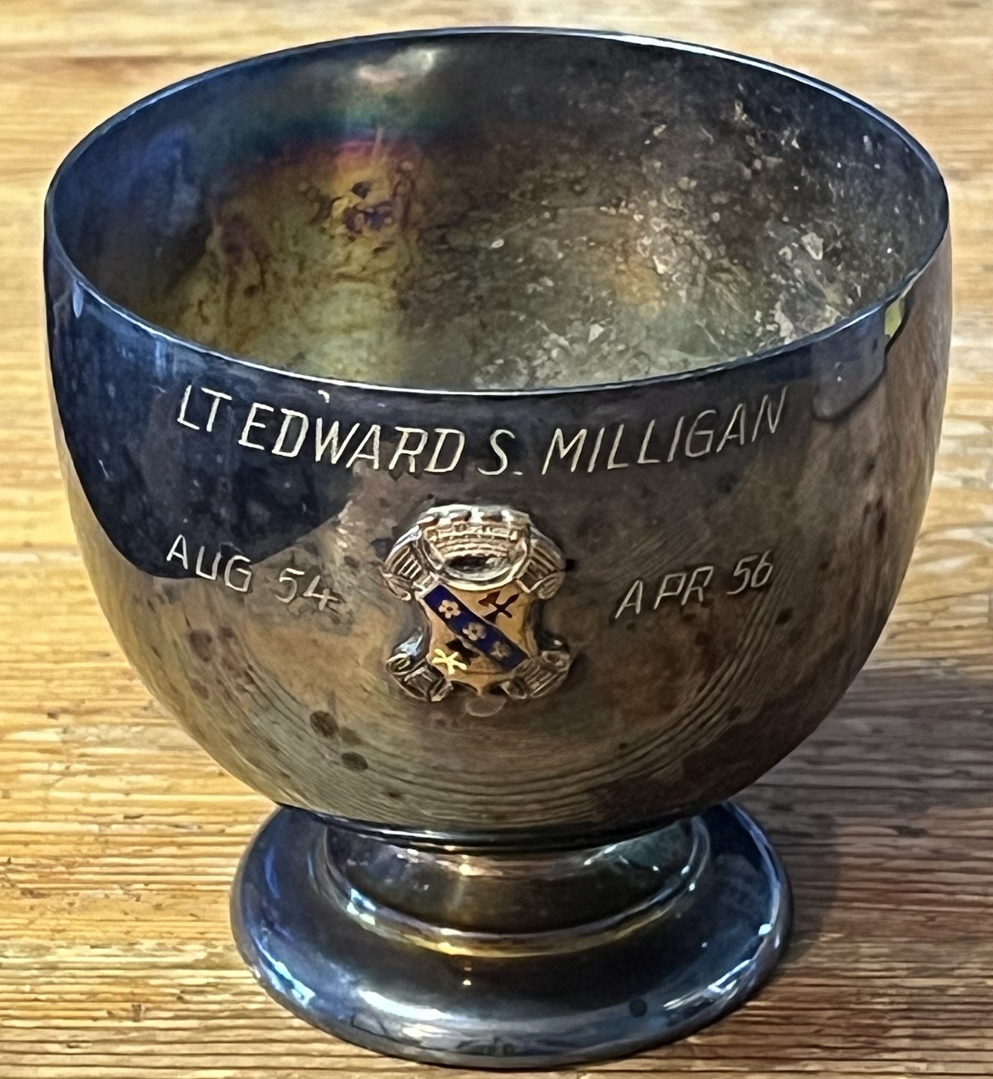 Vintage Military Trophy Cup 8th Infantry Edward S Milligan 1954-56 Alpaca Silver