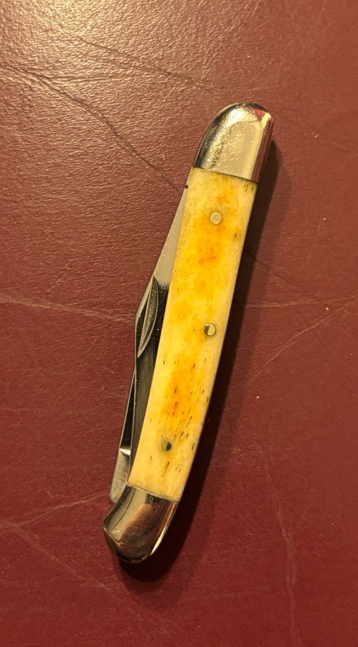 VTG Frost Cutlery 2 Blade Folding Pocket Knife Smooth Bone Handle Scales 