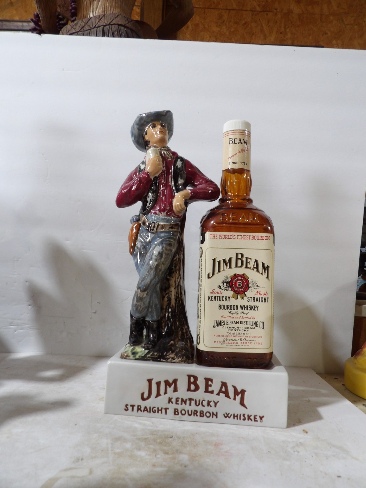 Jim Beam 1960\'s European Cowboy Back Bar Bottle Display Piece With DisplayBottle