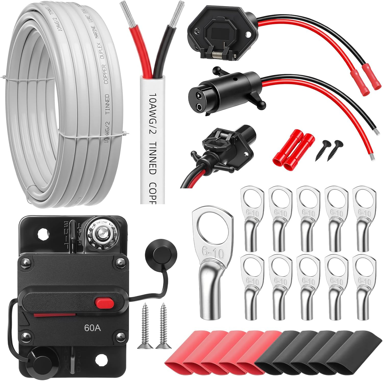 13 Pcs Trolling Motor Wire Kit, Tinned Copper Cable 13 Pcs Trolling Motor Wire Kit, Tinned Copper Cable
