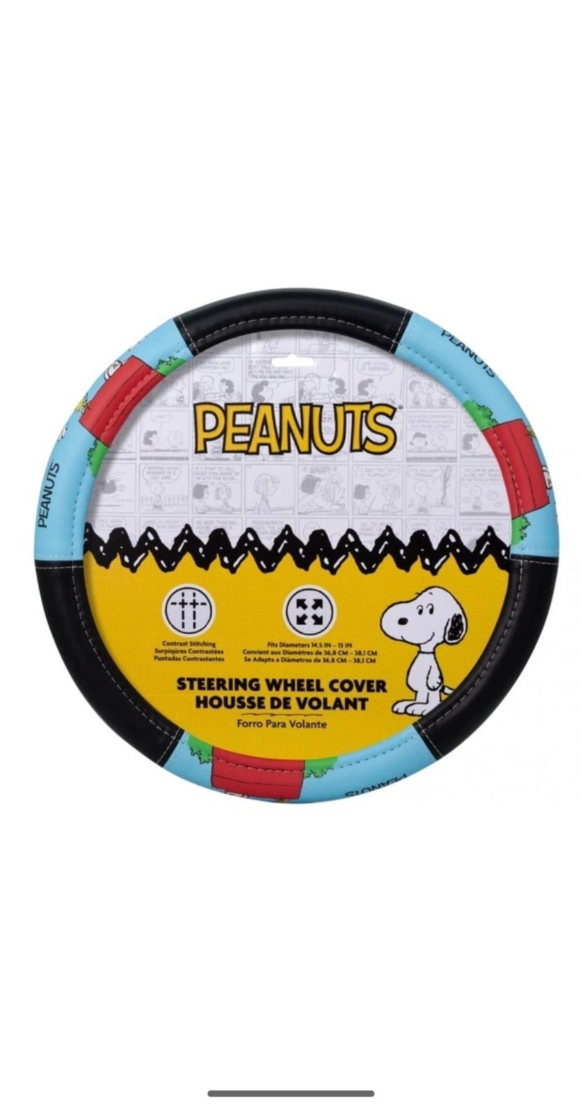 New Peanuts Snoopy Doghouse Steering Wheel Cover for All Standard Cars 14.5-15in