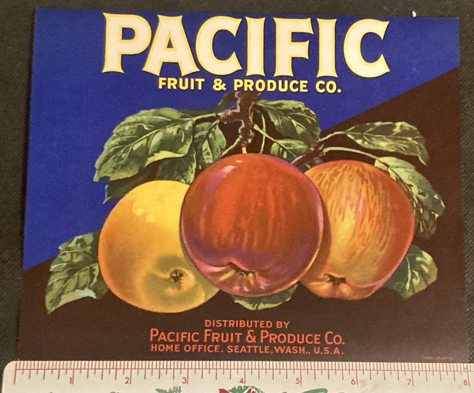 Pacific Fruit & Produce Co. Seattle WA Vintage Apple Crate Label Pacific Fruit & Produce Co. Seattle WA Vintage Apple Crate Label