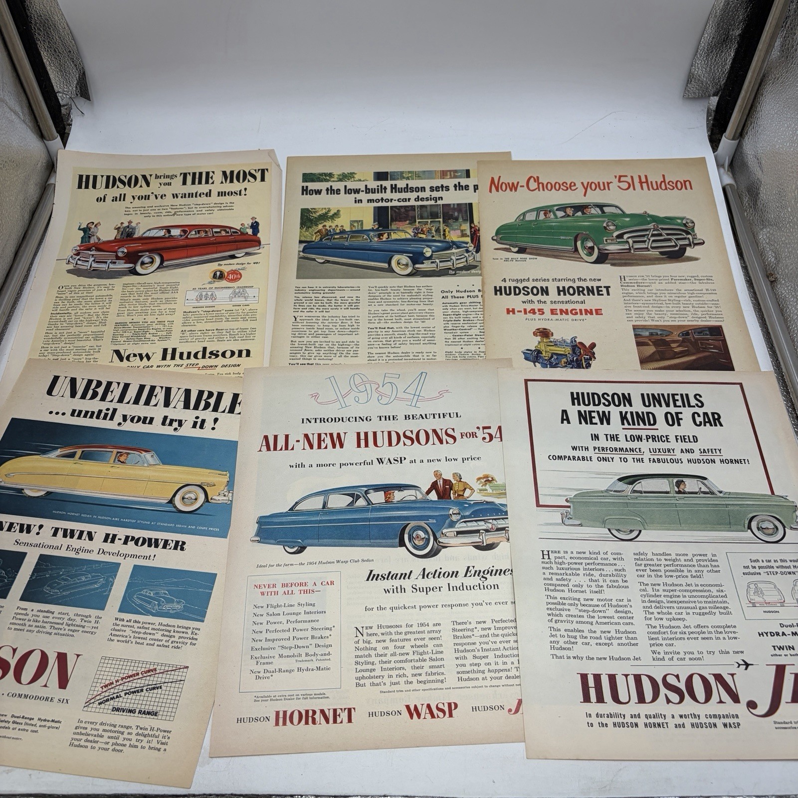 Vintage 1951-54 Hudson Hornet Wasp Jet Car Magazine Ads Lot of 6 Original