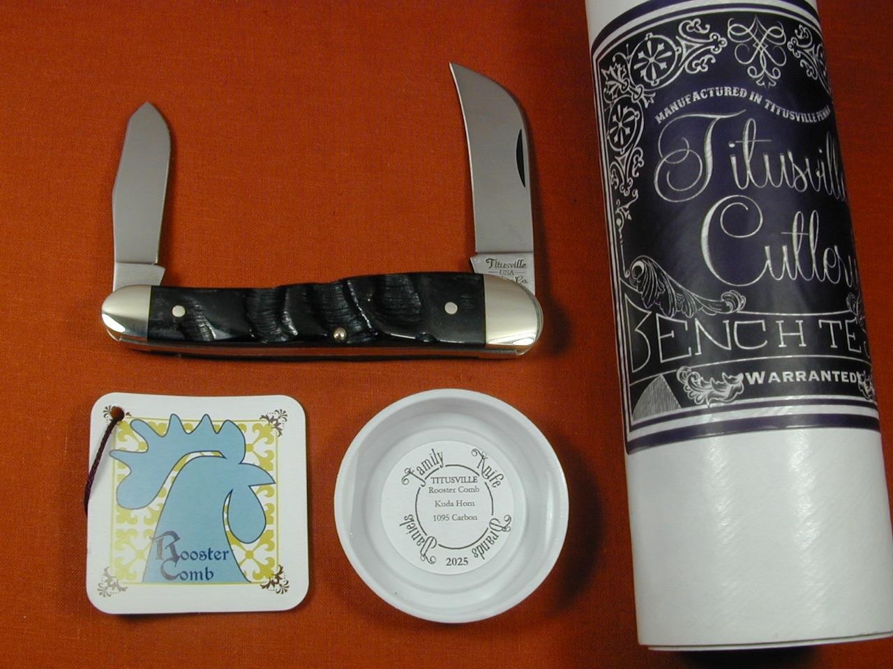 TITUSVILLE CUTLERY KUDA HORN ROOSTER COMB FARMER KNIFE SUPER RARE 1 of 11 USA
