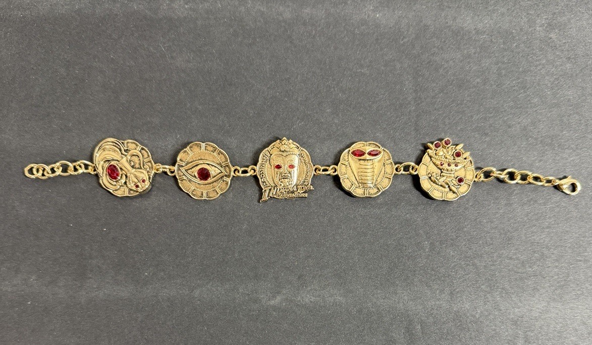 Disney Indiana Jones Adventure 2005 LE 150 Gold Tone Charm Bracelet Rare