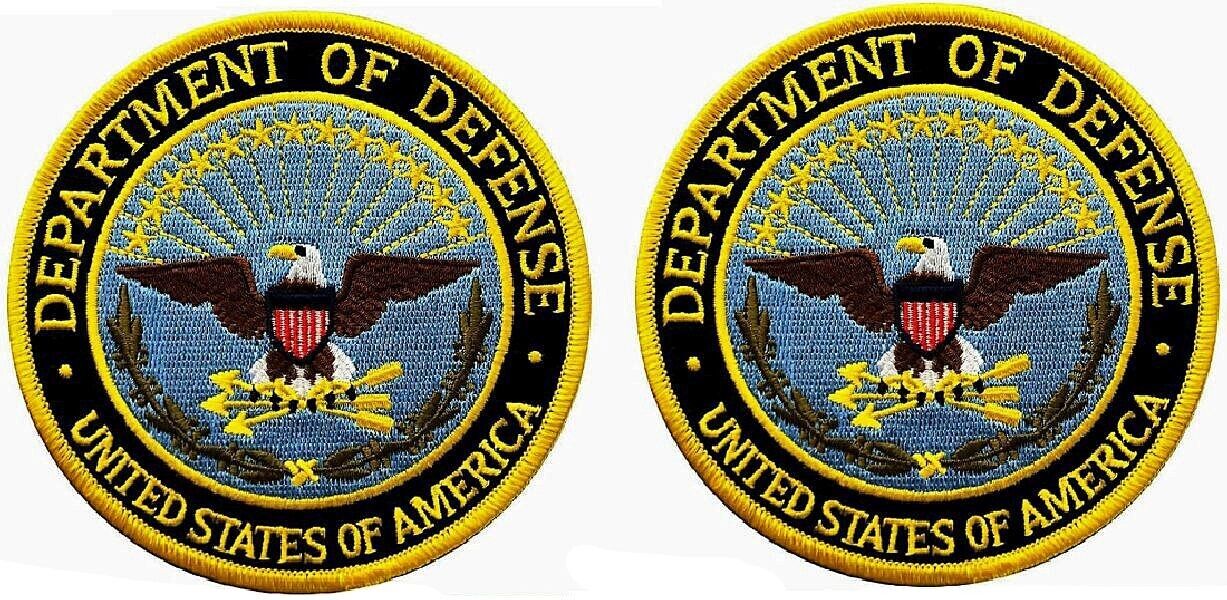 DOD Department of Defense Embroidered Military Patch  - 2PC-4.0 inch iron on Sew