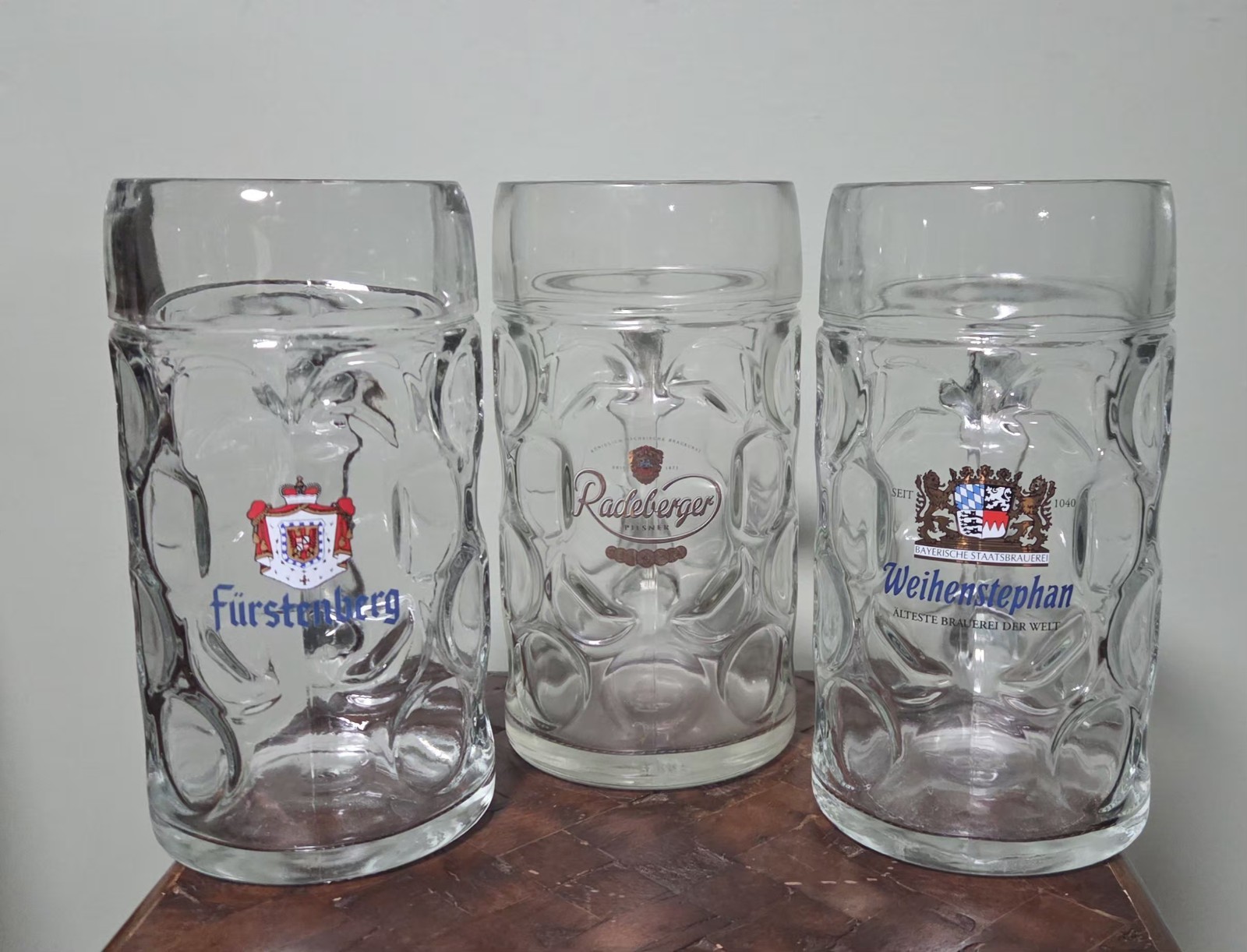 3 Radeberger Furstenberg Weihenstephan Germany Beer Glasses Mugs 1L Oktoberfest 