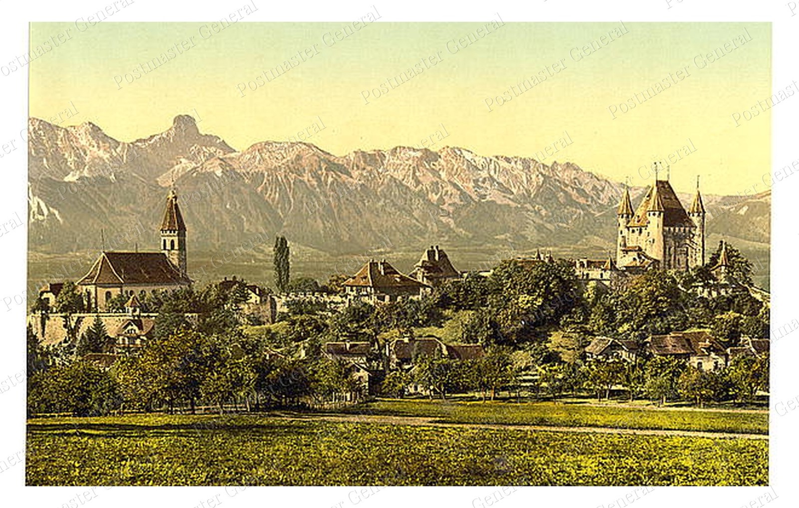 Thun Switzerland Castle and Church Standard Postcard COPY RPPC