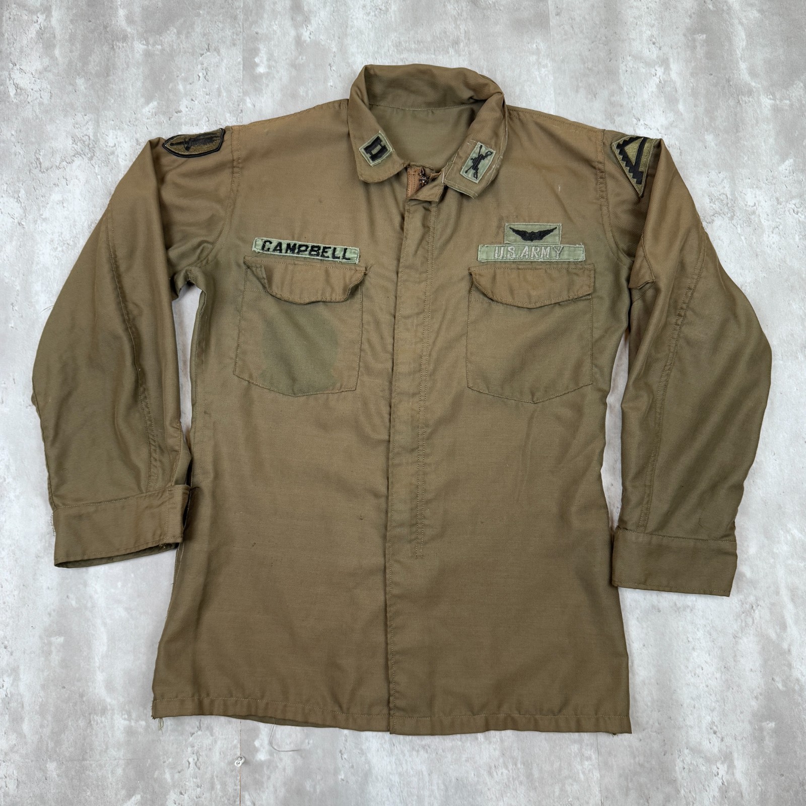 Vintage Vietnam US Army Aviation Flight Uniform Shirt Mens Large OG-106 Pilot