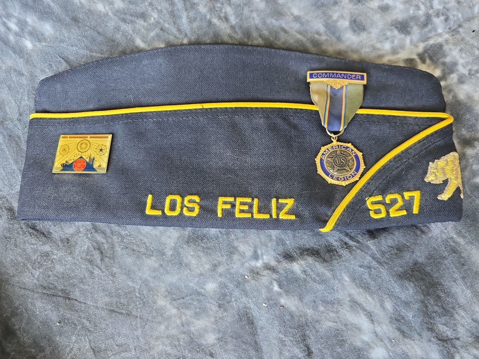 American Legion Commander Garrison Cap Los Feliz Post 527 California Medal Pin