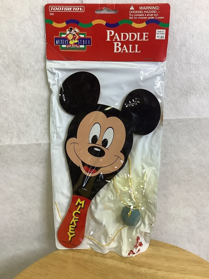 1997 tootsie toy disney mickey mouse paddle ball factory sealed never used
