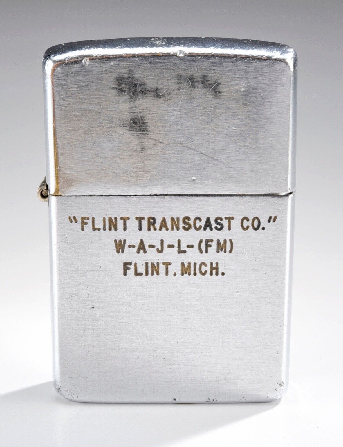 Vintage 1951 Zippo Lighter - Flint Transcast W-A-J-L RADIO Flint, Michigan-RARE