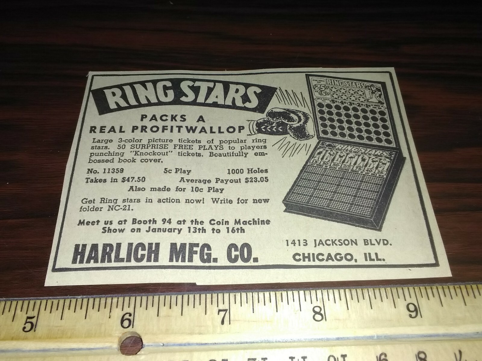 Trade Stimulator advertising Punchboard - Boxing Theme 